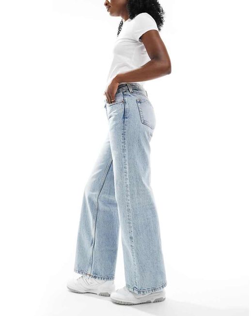 Monki Blue Imoo Low Waist Wide Leg Jeans