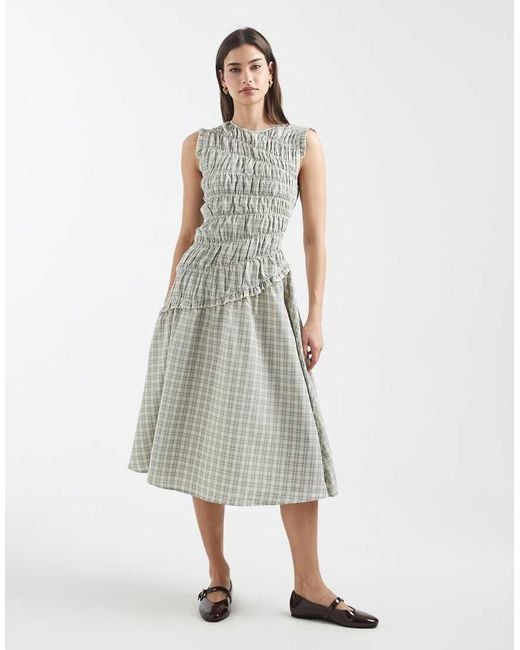 Daisy Street White Asymmetric Midi Dress With Ruffle Detailing