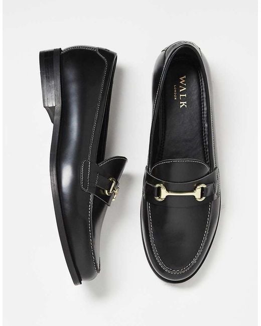 Walk London Black Torbole Snaffle Trim Loafers for men