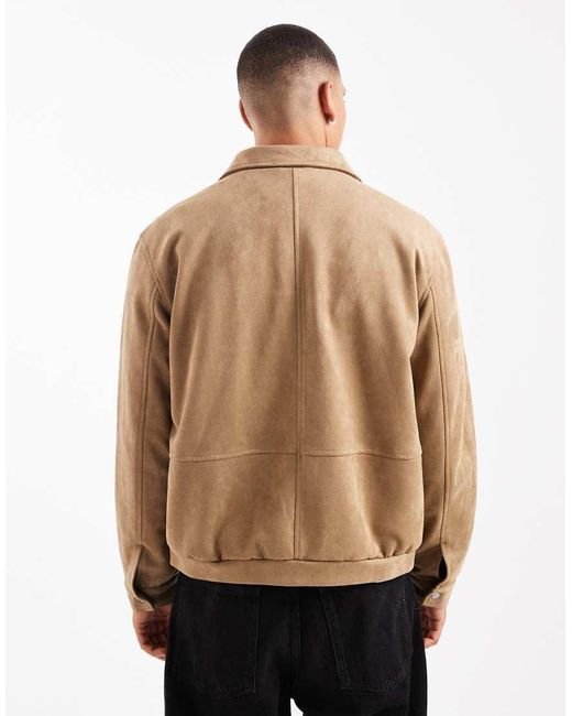 New Look Natural Faux Suede Harrington Jacket for men