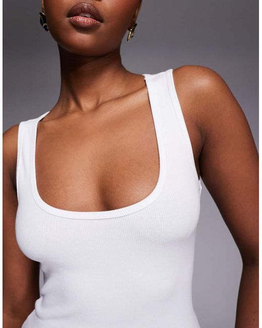 GOOD AMERICAN Gray Micro Rib Tank Top