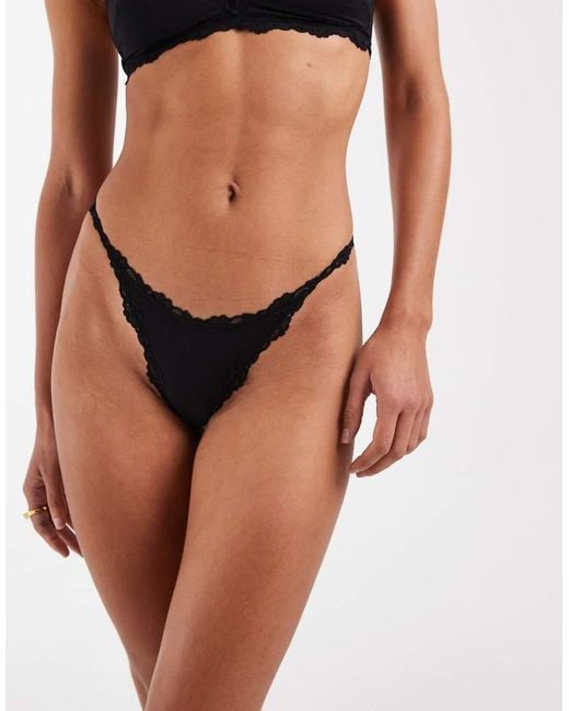 Free People Black Charlie Micro Thong