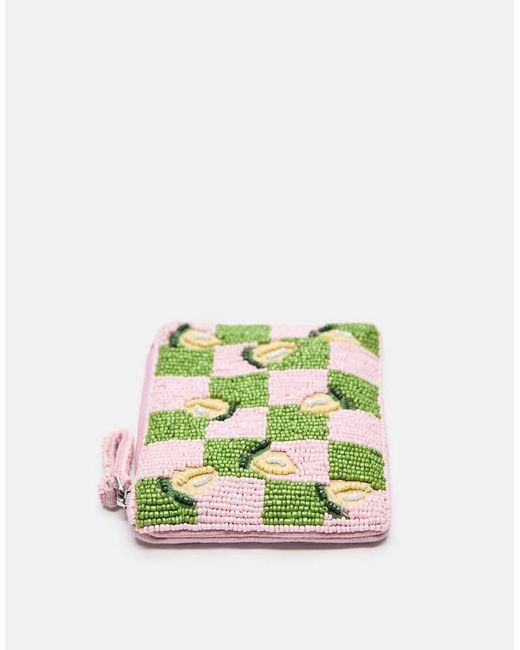 Portafoglio Rosa Con Zip E Perline di Pull&Bear in Green