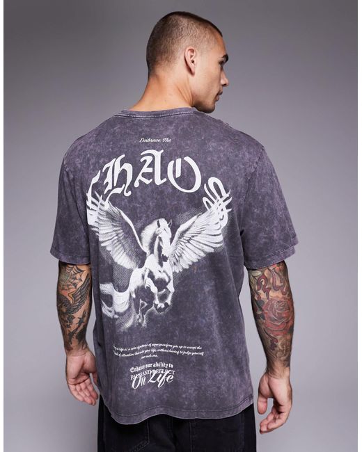 ADPT Gray Oversized T-shirt With Back Print for men