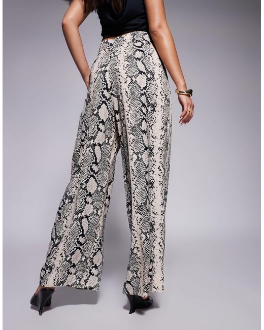 River Island Gray Snake Print Flare Trouser
