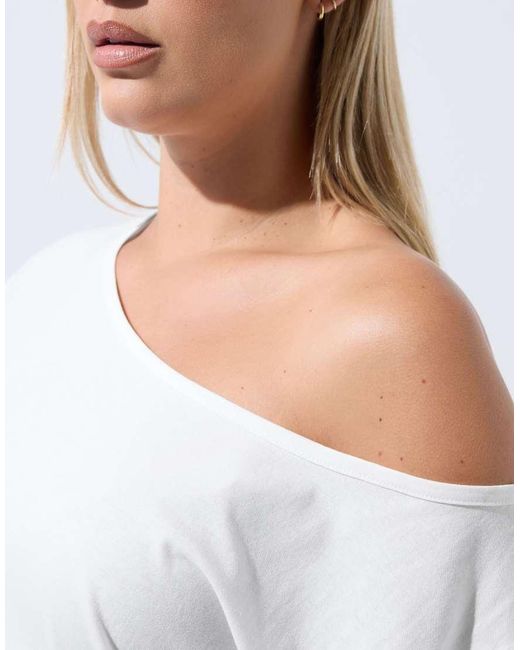 Yours Clothing White Off Shoulder Cotton T-Shirt