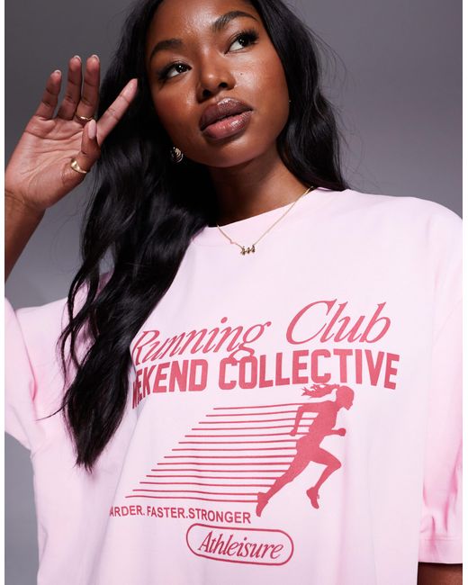 ASOS Pink Weekend collective – schweres oversize-t-shirt