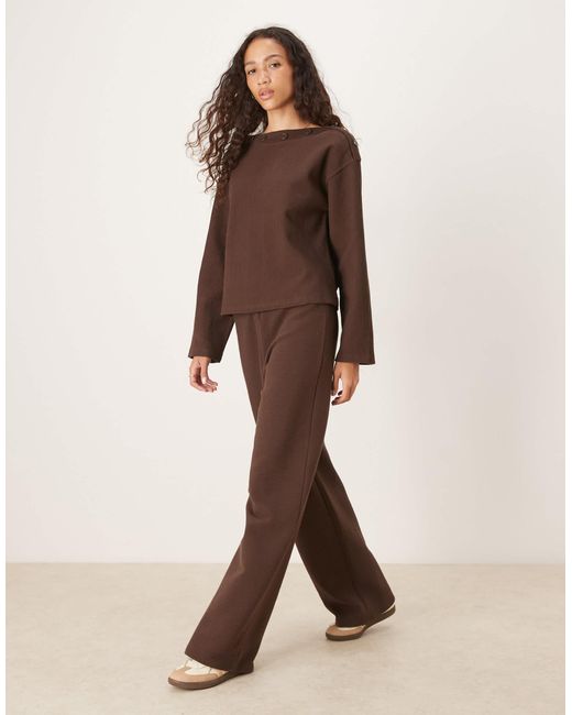 Pantalon épais côtelé d'ensemble à coupe large - chocolat ASOS en coloris Brown