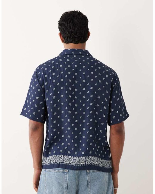 Mango Blue Bandana Print Relaxed Fit Shirt for men