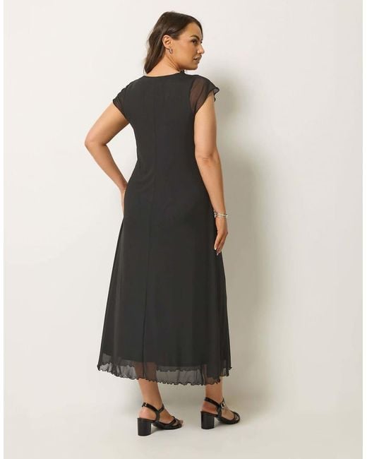 Yours Clothing Black Cap Sleeve Maxi Dress
