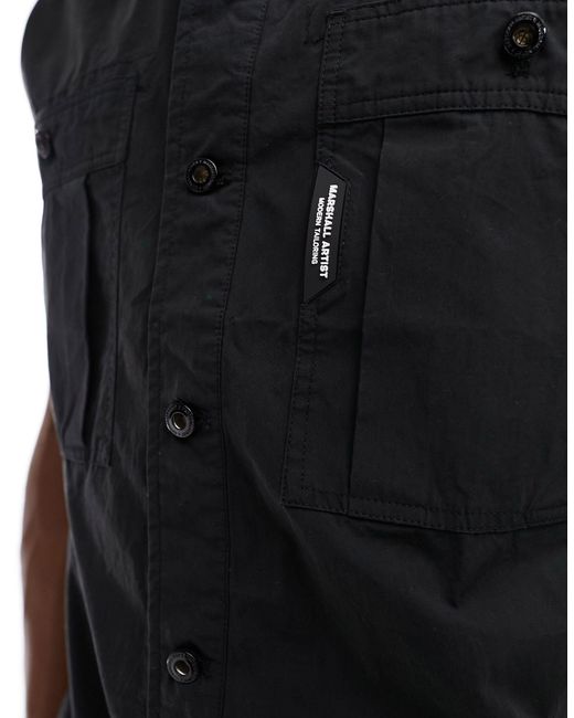 Marshall Artist Black Double Pocket Short Sleeve Shirt for men