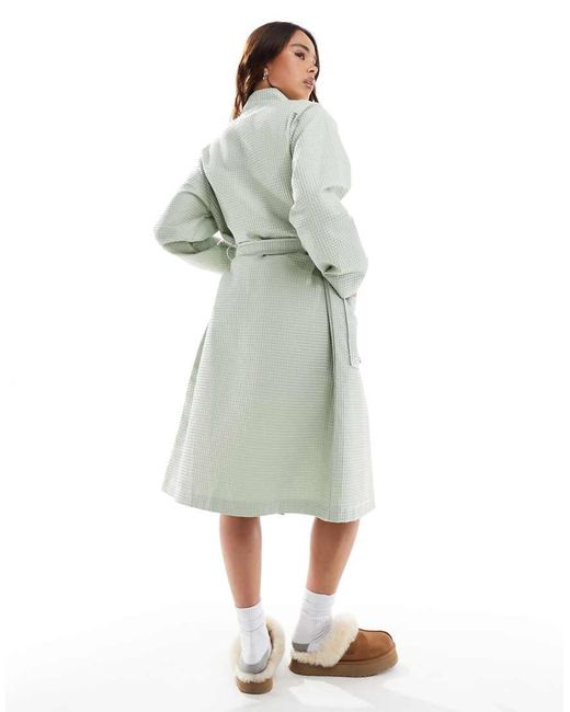 Loungeable White Cotton Waffle Robe