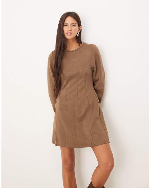ASOS Brown Seamed Detail Sculpted Mini Dress