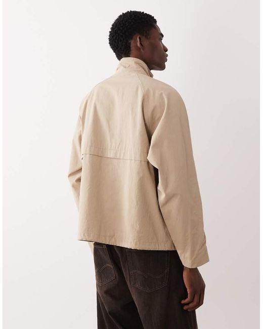ASOS Natural Cotton Funnel Windbreaker Jacket for men