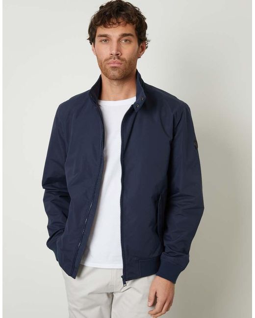 Threadbare Blue Showerproof Lightweight Zip Up Harrington Style Jacket for men