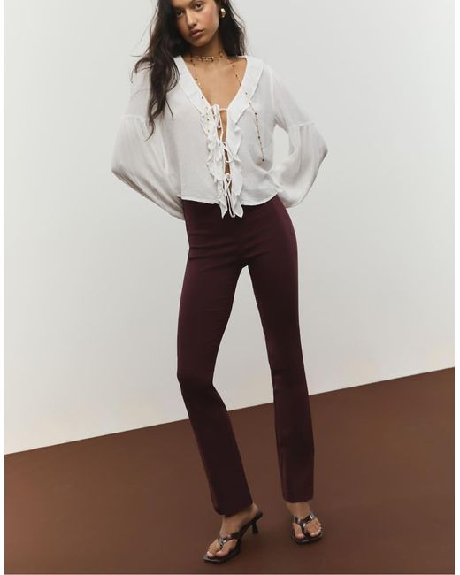 Stradivarius Brown Slim Fit Trousers