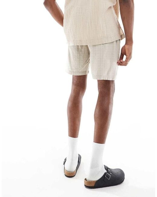 Only & Sons White Textured Linen Mix Short for men