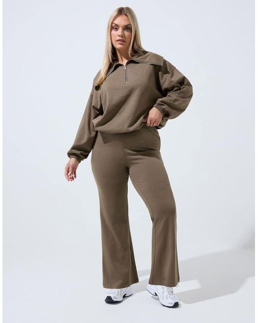 Yours Clothing Brown Slim Flare Joggers