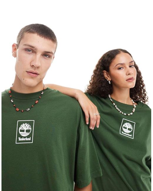 Timberland Green Oversized Mountain Graphic T-shirt for men