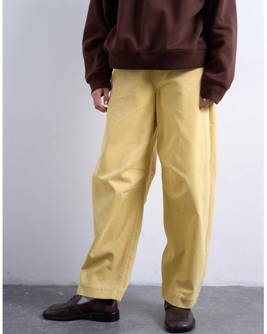 TOPSHOP Yellow Corduroy High Rise Barrel Leg Pants
