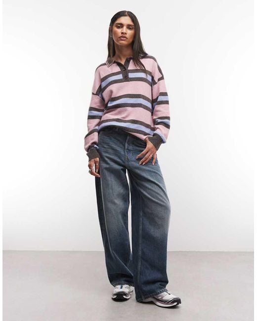 Daisy Street Multicolor Knit Polo Sweater