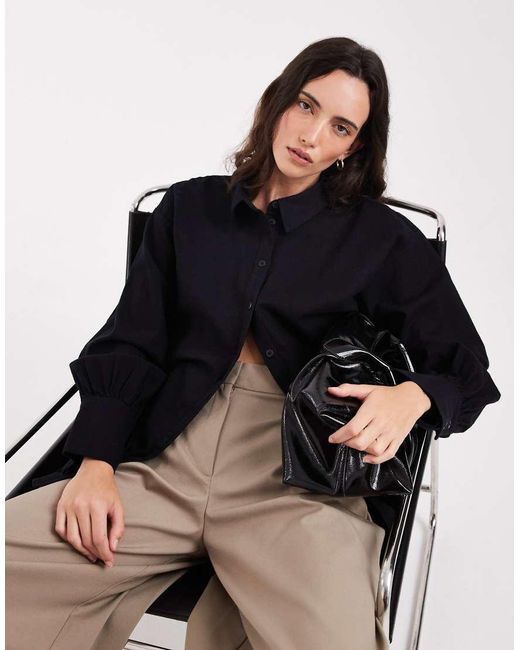 ASOS Black Linen Look Shirt