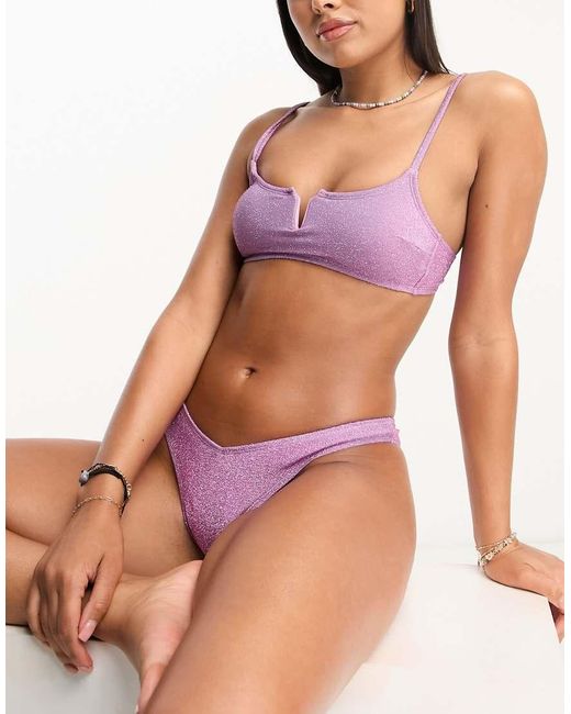 New Look Bikinitopje Met Lage Ronde Hals in het Pink