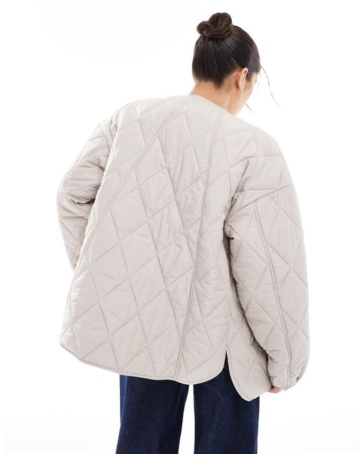Pieces White Quilted Lightweight Jacket