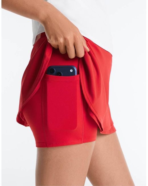 Oysho Red Comfortlux High-Rise Piping Mini Skirt