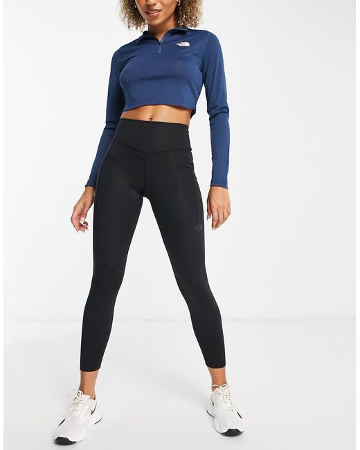 The North Face Blue Training Flex Cropped 1/4 Zip Tech Long Sleeve