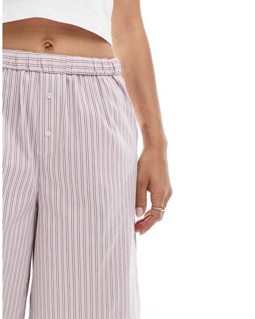 Pantaloncini Boxer Taglio Lungo Rosa A Righe di ASOS in White
