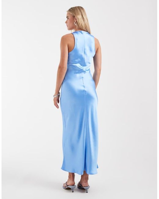 ASOS Blue Asos Design Petite Scoop Satin Maxi Dress