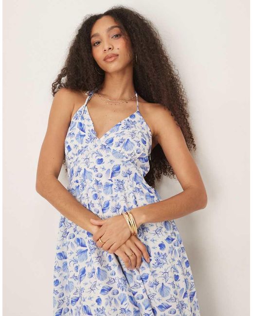 Nobody's Child Blue Bellerose Halter Neck Midi Dress