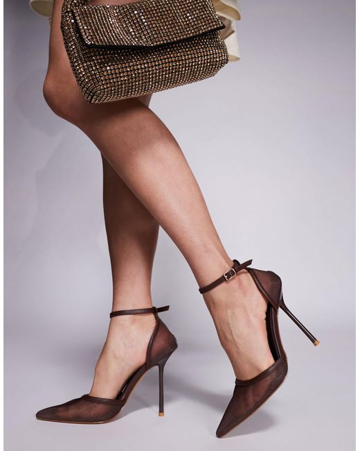SIMMI Brown Simmi London Wide Fit Mandisa Mesh Heeled Shoes
