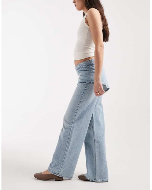 Mango Blue Teen Wide Leg Jeans With Scarf Detail