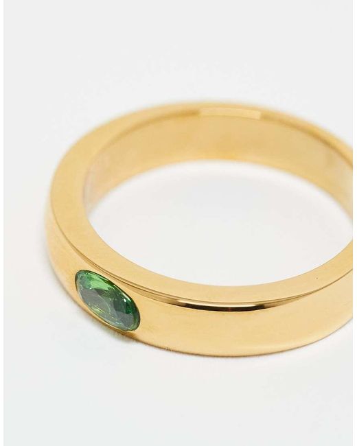 ASOS Bandring Van Roestvrij Staal Met Imitatie-Halfedelsteen in het Yellow