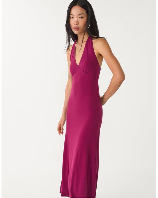 Vestito Midi Chiaro Con Nodo Sul Retro di Stradivarius in Red