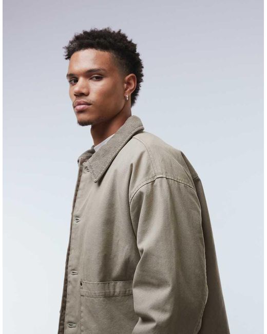 ASOS Natural Harrington Jacket With Quilted Lining for men