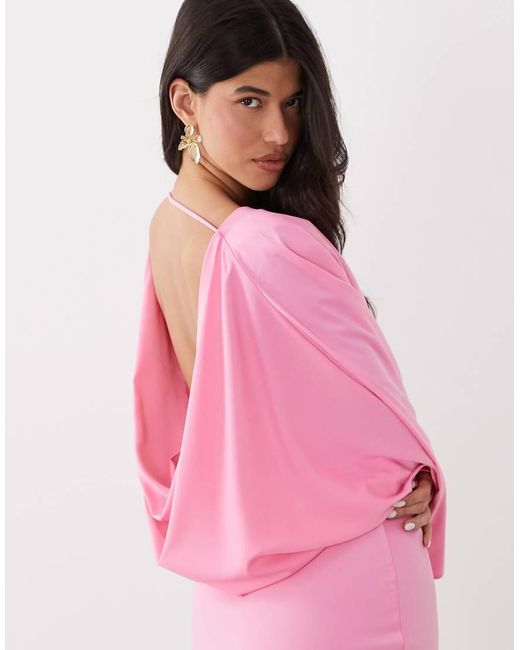 Gina Tricot Pink Draped Back Maxi Dress
