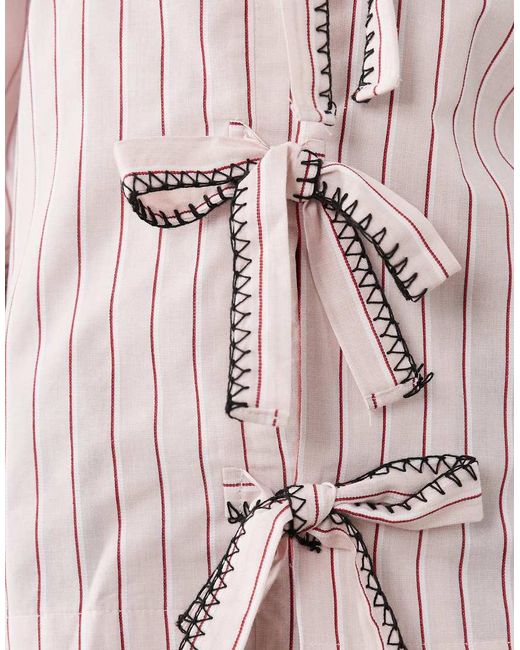Sister Jane Pink Henrik Cotton Bow Detail Shirt