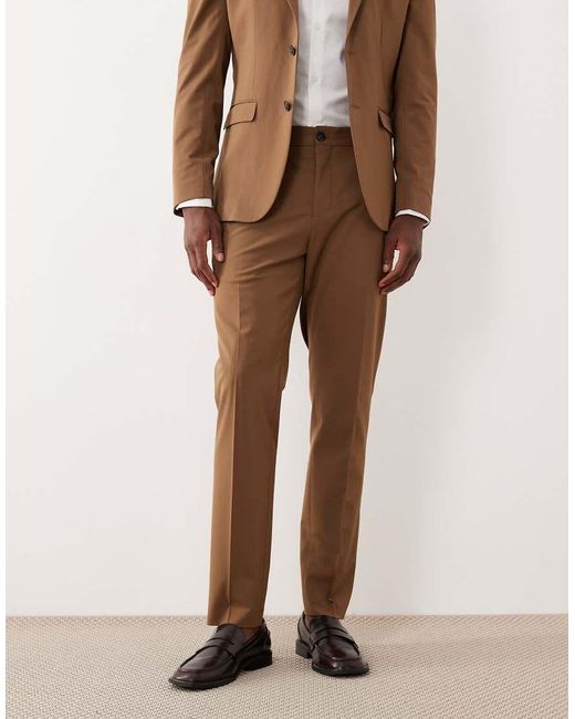 Pantaloni Da Abito Slim Color Cuoio Scuro di SELECTED in Natural da Uomo