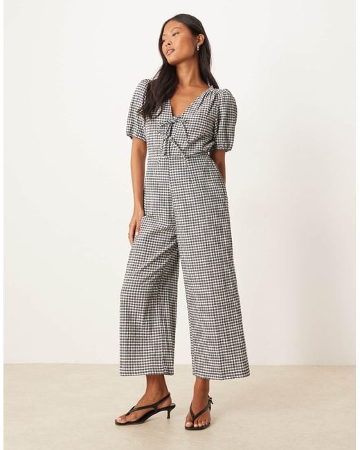 Nobody's Child Petite Women's Gray Indie Wide Leg Jumpsuit