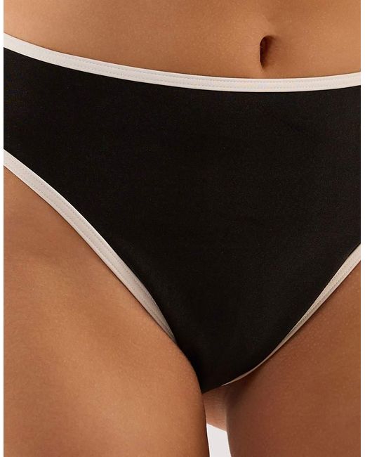Wolf & Whistle Black Ally & Ivory High Waist Bikini Brief
