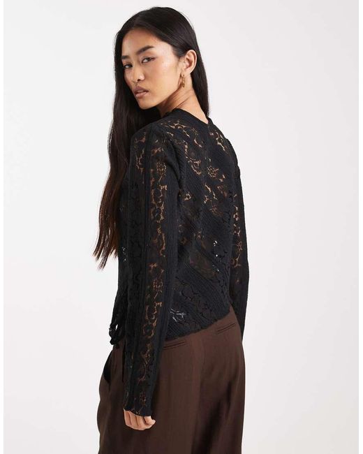 ONLY Black Asymmetric Hem Lace Top