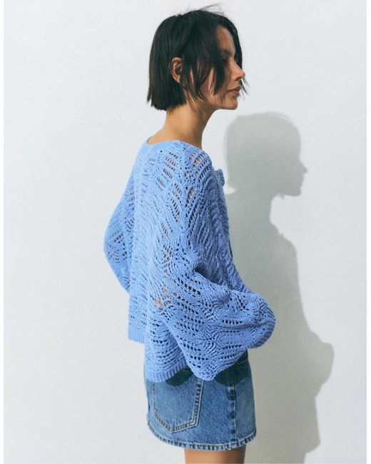 Pull&Bear Blue – strickjacke
