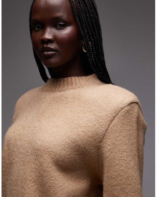 ASOS Brown Knitted Ultimate Shoulder Pad Jumper