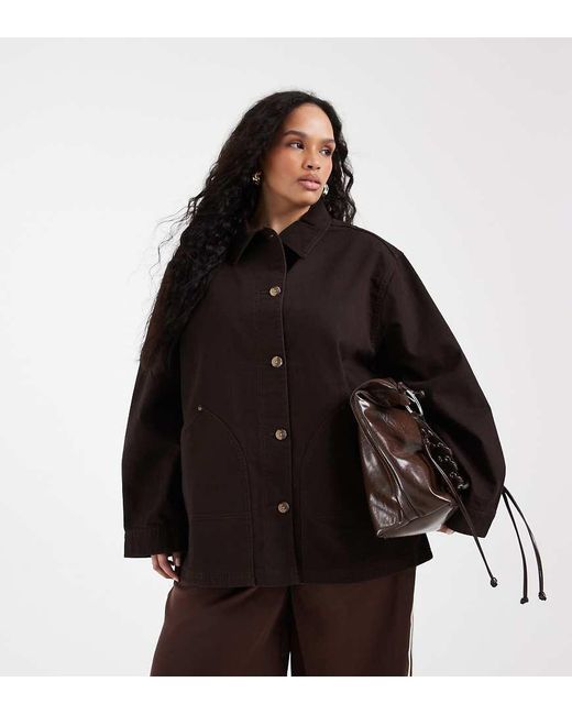 ASOS Black Asos Design Curve Oversized Cotton Harrington Jacket