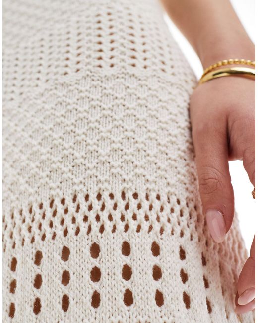 ASOS White Knitted Stitch Midi Skirt Co-ord