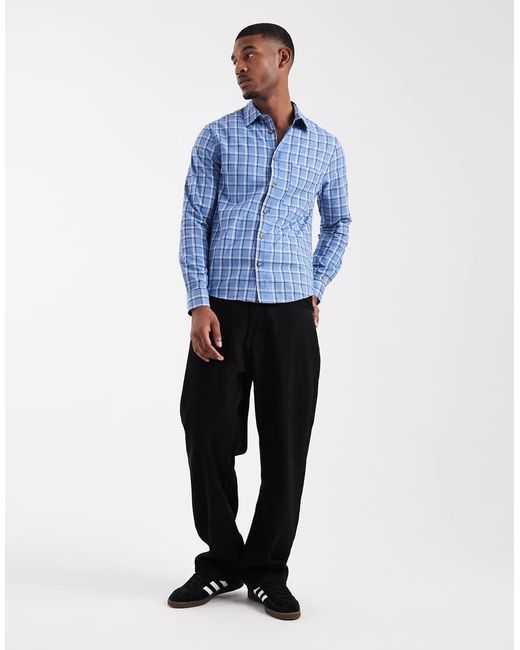 ASOS Blue Regular Fit Check Shirt for men
