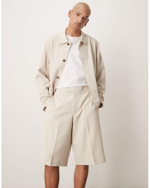 ASOS Nette Bermuda Short Van Keperstof Met Elastische Taille in het Natural voor heren